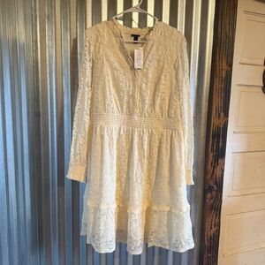 Torrid Cream Lace Button-Down Dress